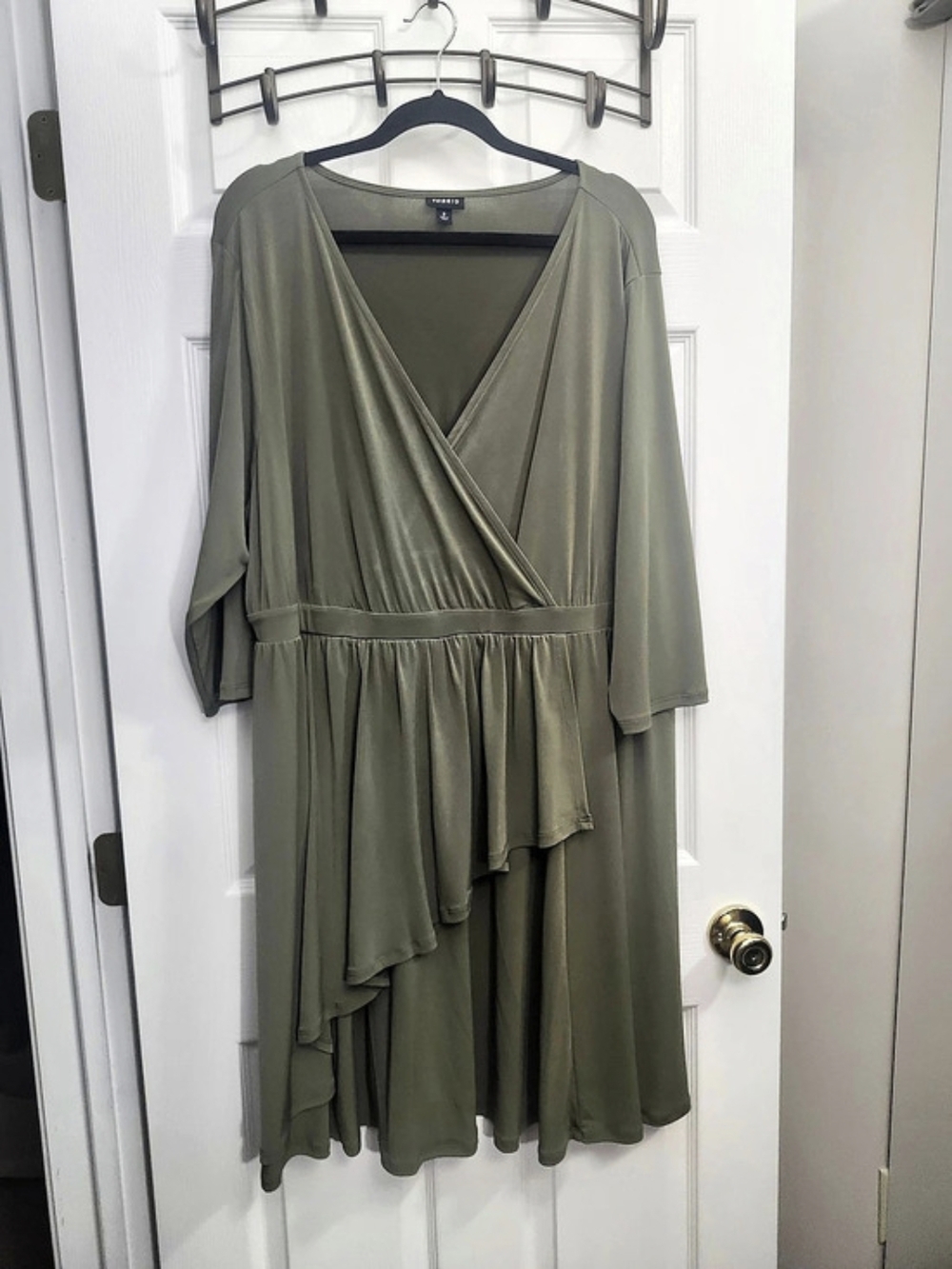 Torrid Fall Wrap Dress Trio — Teal, Olive & Black, Size 3X; 1 NWT; 2 NWOT - Picture 6 of 11